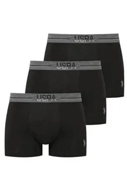 Us. POLO Assn. 3'lü Modal Siyah Düz Renk Erkek Boxer Erkek Boxer Us. POLO Assn. 80586