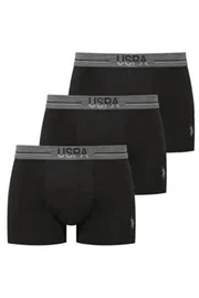 Us. POLO Assn. 3'lü Modal Siyah Düz Renk Erkek Boxer Erkek Boxer Us. POLO Assn. 80586