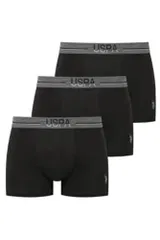 3'lü Modal Siyah Düz Renk Erkek Boxer Erkek Boxer Us. POLO Assn. 80586
