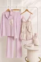 6 Parça Viskon Dokuma Floral Bridal Homewear Set Bella Notte BNL-PJ-2601