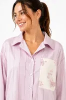 6 Parça Viskon Dokuma Floral Bridal Homewear Set Bella Notte BNL-PJ-2601 Pembe detay görünüm