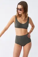 Akbeniz Kadın Basic Haki Pedli Yüksek Bel Bikini Takımı 35017 Haki