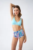 Akbeniz Kadın Pedli Üst Tropik Desenli Yüksek Bel Bikini Takımı - Buz Mavisi 35016 Buz Mavisi farklı açı