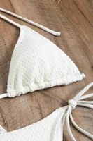 Angelsin Bağlamalı Alt Üst Pareo Üçgen 4'lü Brezilya Bikini Takım Set(Çıkartılabilir Kaplı) Beyaz MS4395-1000 Beyaz görsel 6