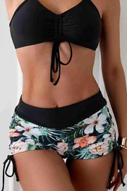 Angelsin Büzgü Ayarlı Baskılı Deniz Şortu Bikini Alt Angelsin MS43888 Somon