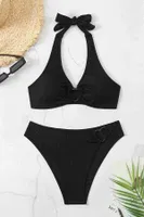 Kalp Aksusuarlı Bikini Takım (Çıkartılabilir Kaplı) Siyah Angelsin MS4131 Siyah detay görünüm