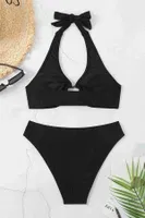 Kalp Aksusuarlı Bikini Takım (Çıkartılabilir Kaplı) Siyah Angelsin MS4131 Siyah farklı açı