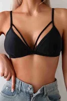 Metal Kopçalı Şık Bikini Üstü (Çıkartılabilir Kaplı) Angelsin MS43909 Siyah
