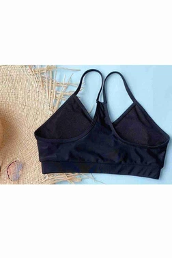 Angelsin Önden Büzgülü Bikini Üstü Siyah Angelsin MS43309 Siyah - Alternatif Görünüm