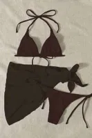Pareolu Bağlamalı 3'lü Bikini Takım Set (Çıkartılabilir Kaplı) Angelsin MS4094-1012 Siyah farklı açı
