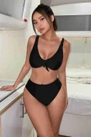 Şık Yüksek Bel Bikini Takım (Çıkartılabilir Kaplı) Angelsin MS4097 Siyah görsel 4