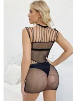 Askı Detaylı Fileli Elbise Vücut Çorabı So Beautiful 24180 Siyah detay görünüm