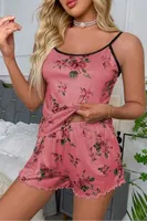 Askılı Pembe Desenli Yazlık Şort Pijama Takım Real Passione S-48 Pembe görsel 5
