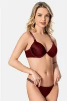 Askılı Push Up Destekli Sütyen Takımı Emily Le Jardin 5160 Bordo detay görünüm