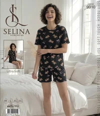 Tekten Ayıcık Desenli Selina Şortlu Kadın Pijama Takım 9010