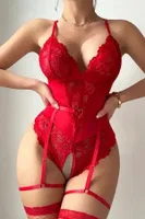 Bacak Bantlı Body Jartiyer Takım Kırmızı Ruselin 2286 Kırmızı görsel 4