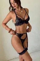 Bacak Bantlı Dantelli Seksi Jartiyer Takım Siyah Real Passione 7132 Siyah
