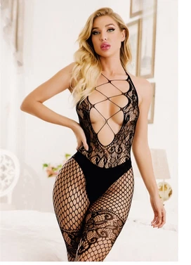 Bağcıklı Derin Dekolteli Fileli Vücut Çorabı So Beautiful 24144