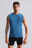 Bambu Hercules Slim Fit Bisiklet Yaka Sporcu Atlet Mısırlı EATL000019 Petrol detay görünüm