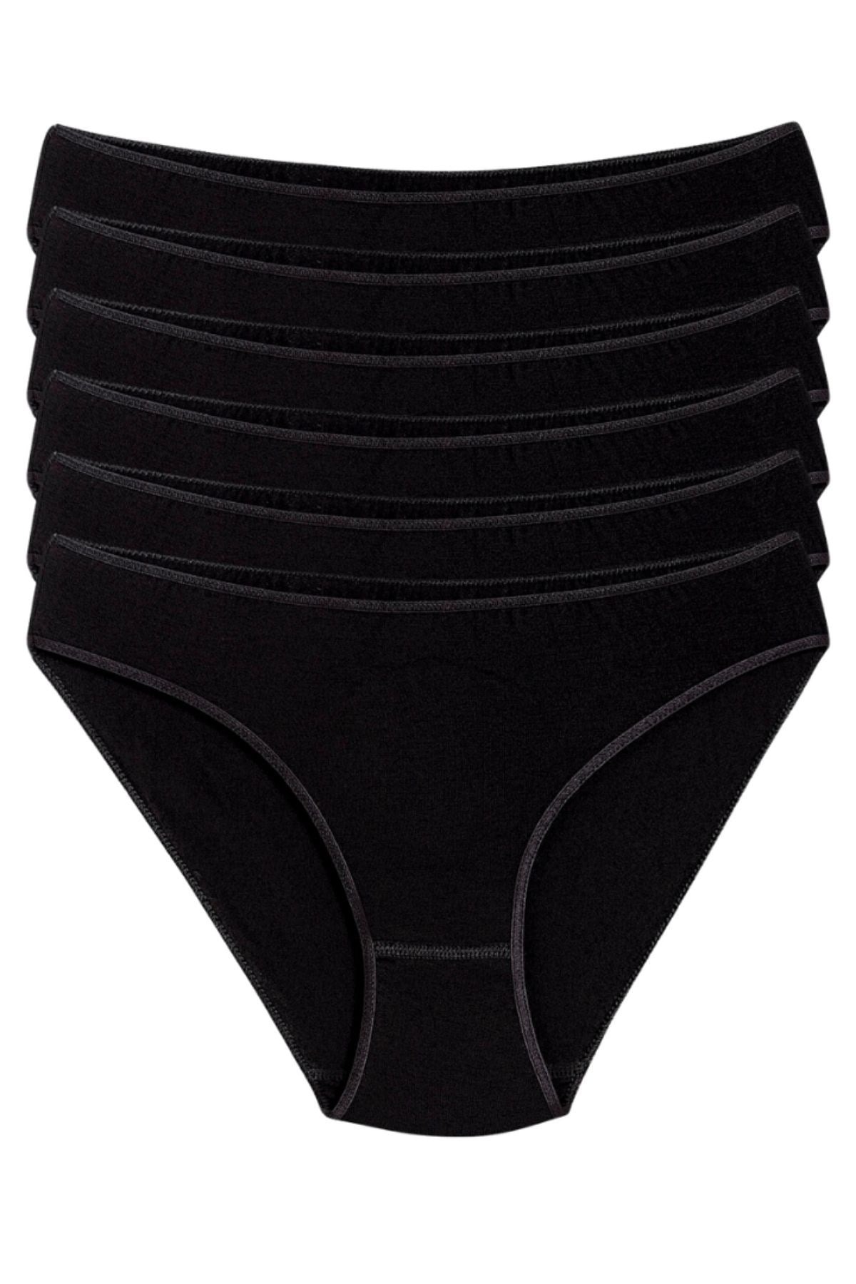 Bambu Süper İz Yapmaz Bikini Kadın Külot Siyah 6'lı Paket Yıldız 3961