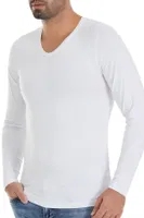 Bambu V Yaka Erkek Uzun Kol T-Shirt Beyaz Yıldız 485 Beyaz