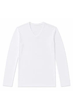 Yıldız Çamaşır Bambu V Yaka Erkek Uzun Kol T-Shirt Beyaz Yıldız 485 - Alternatif Görünüm