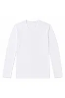 Bambu V Yaka Erkek Uzun Kol T-Shirt Beyaz Yıldız 485 Beyaz detay görünüm