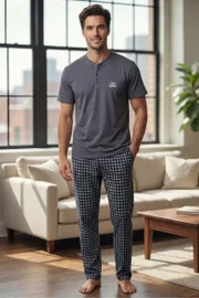 Baskılı Kısa Kollu Erkek Pijama Takımı Tekten 8200