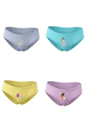 Baskılı Kız Çocuk Likralı Slip Külot 4 lü Paket Öztaş 4730-H