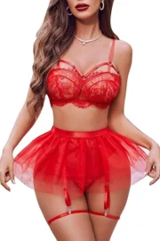 Bella Notte Kırmızı Tüllü Yeni Stil Etekli Takım Bella Notte 16521
