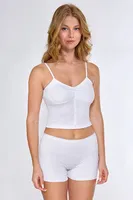 Kadın İp Askılı Crop Atlet Berrak 7052 Beyaz
