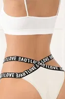 Beyaz Çapraz Love Yazılı Slip Külot Feel Lady 1065 Beyaz detay görünüm