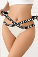 Beyaz Çapraz Love Yazılı Slip Külot Feel Lady 1065 Beyaz
