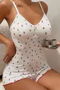 Beyaz Çilek Desenli Tulum Pijama Ruselin 5127