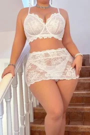 Real Passione Beyaz Dantel Etekli Sütyen Takım Büyük Beden Real Passione 75000