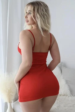 Beleng Beyaz Dantel İşlemeli Yırtmaçlı Kırmızı Fantazi Gecelik Beleng 6331 - Alternatif Görünüm