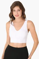 Beyaz Dikişsiz Kaplı V Yaka Büstiyer NBB 1940 Beyaz