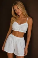 Beyaz Fistolu Kısa Kollu Düğme Detaylı Şortlu Pijama Takımı Bella Notte 71079 Beyaz farklı açı