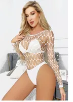 Beyaz Geniş Fileli Uzun Kollu Body Vücut Çorabı So Beautiful 2465 Beyaz