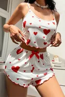 Beyaz Kalpli İp Askılı Yazlık Şort Pijama Takım Real Passione S-37 Beyaz görsel 7