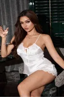 Beyaz Mini Saten Şort Takım Real Passione 1150 Beyaz detay görünüm