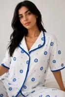 Beyaz Nazar Boncuğu ve Kalp Desenli Kısa Kollu Pijama Takımı Bella Notte 61281 Beyaz detay görünüm