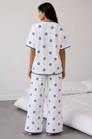 Beyaz Nazar Boncuğu ve Kalp Desenli Kısa Kollu Pijama Takımı Bella Notte 61281 Beyaz farklı açı