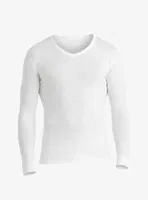 Black Spade Unisex Uzun Kollu V-yaka Termal Fanila 1257 Beyaz detay görünüm
