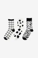Bonas 3'lü Dama, İnek & Zebra Desen Tenis Soket Çorap Görsel