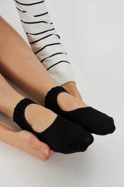 Bonas 3'lü Kadın Kaydırmaz Taban Pilates & Yoga Patik Çorap Somon - Alternatif Görünüm