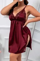 Bordo Büyük Beden Dantel Saten Gecelik Real Passione 11019 Bordo görsel 4