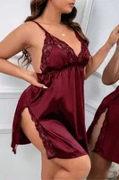 Bordo Büyük Beden Dantel Saten Gecelik Real Passione 11019 Bordo farklı açı