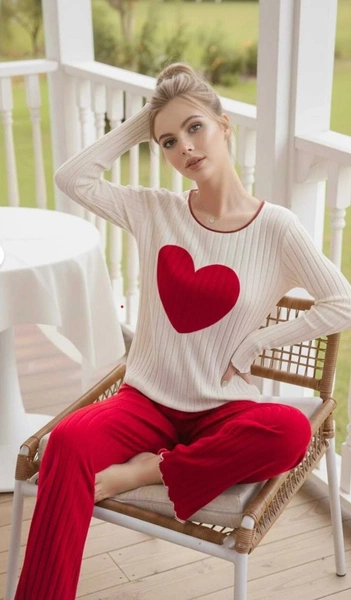Bordo Kalp Detaylı Kısa Kollu Pijama Takımı Bella Notte 77355