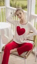 Bordo Kalp Detaylı Kısa Kollu Pijama Takımı Bella Notte 77355